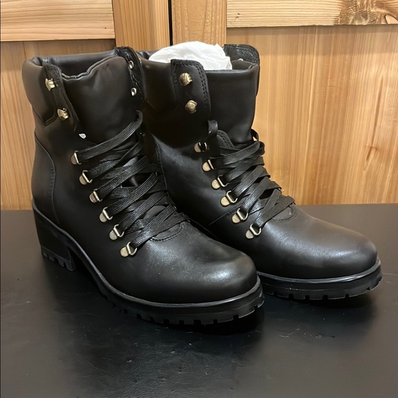 Steve Madden Shoes - Steve Madden Black Combat Boots with Gold Accents